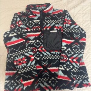 Columbia Fleece Pullover Aztec Pattern Sherpa Jacket Size XL